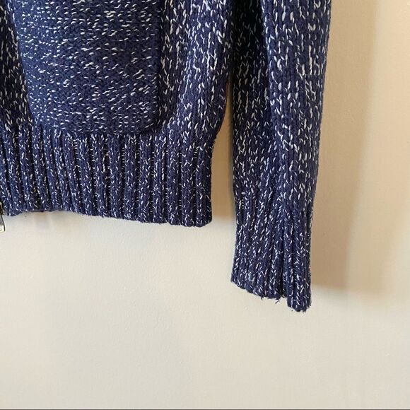 Root-navy & White Full Zip Double Pocket Knitted Sweater (Small) - Picture 7 of 11